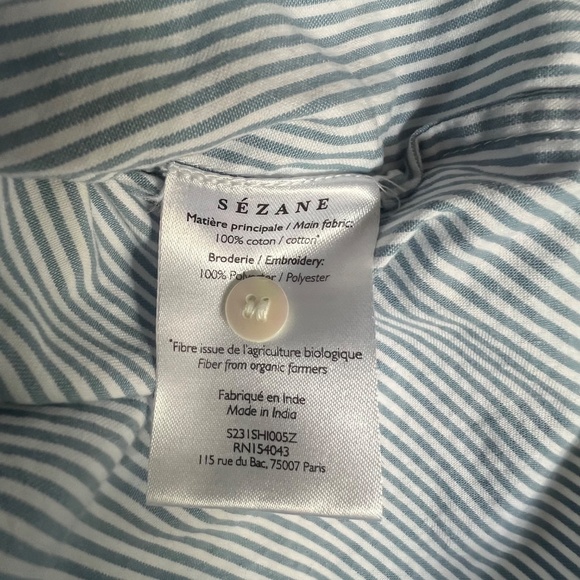 SEZANE Chlo Shirt in Stripes Ecru/Blue 34 XS - Picture 11 of 12